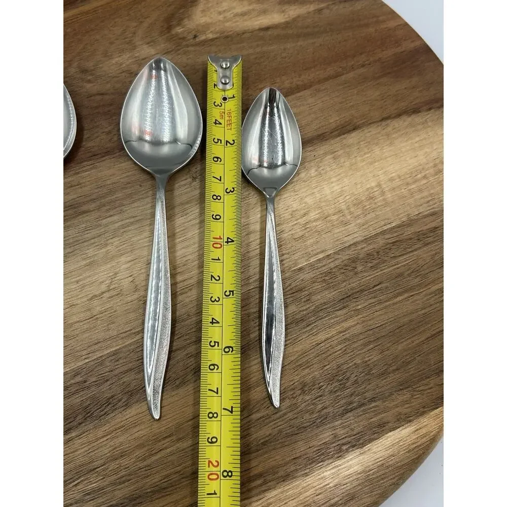 OneidaCraft Deluxe Textura Stainless Flatware Lot 2 Oval Spoons 1 Teaspoon MCM